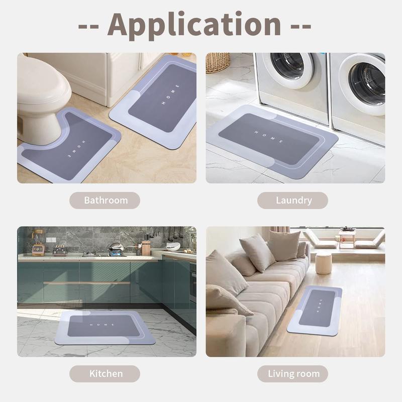 Home Brand Non-Slip Bathroom Mat Set of 1/3 Counts Water Absorbent Rug for Bathroom Living Room Kitchen Laundry Home Decor Hygienic Environment Restroom Accessories - Toilet