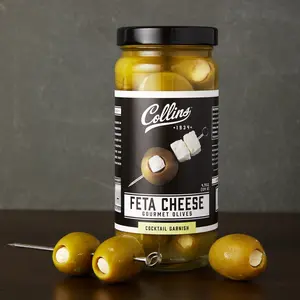 Gourmet Feta Stuffed Olives 5 oz - Rich, Briny & Creamy Flavor, Perfect for Martinis, Garnish or Snacking, Gift for Cocktail Lovers
