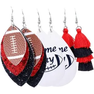 3 Pairs/Set Sporty Leather Earrings Set for Women