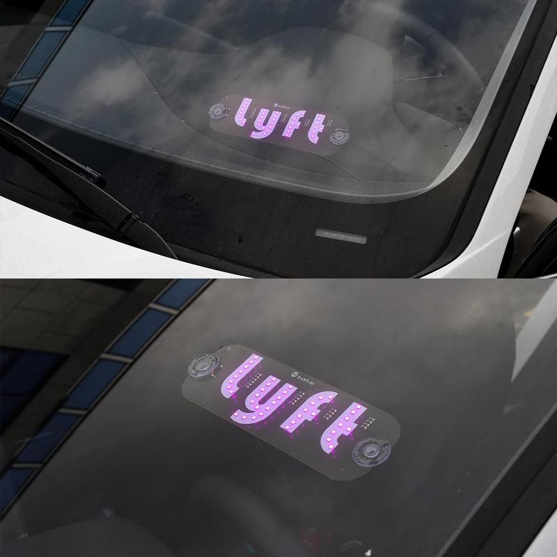 USB LED Car Windshield Light Sign with Suction Cups - Adjustable Brightness Taxi UBER Lyft Sign for Dashboard, Easy Installation Universal Car Accessories with USB Plug for Cars, Trucks, SUVs