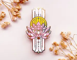 Sacred Lotus Sun and Stars Pillar Enamel Pin