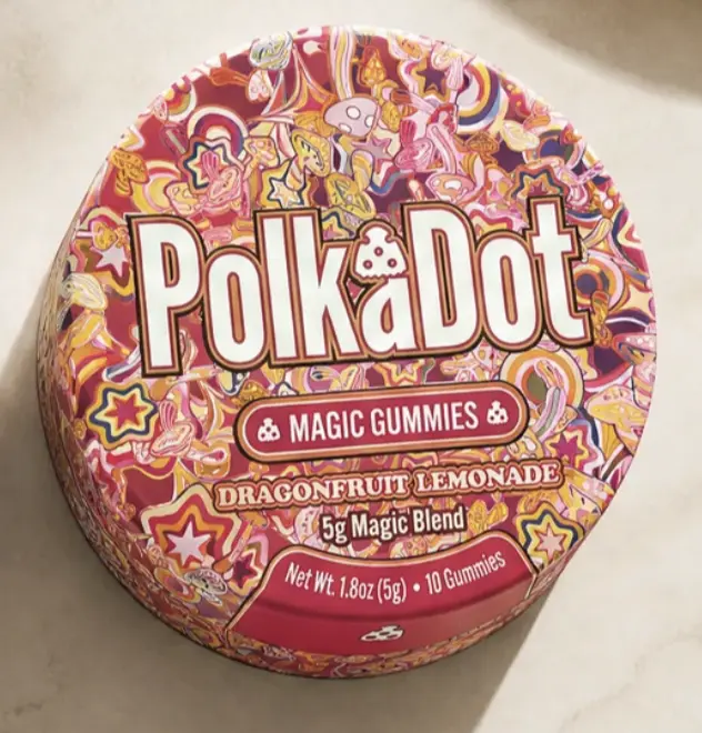 Polkadot Dragonfruit Lemonade Gummies, 10 Count, Premium Plant-Based Gummies, Soft Chewy Gummies, 100% Organic Ingredients, High-Quality Formula, Freshness-Sealed, Secure Reusable Metal Tin, Travel-Friendly Packaging, Proudly Made in USA