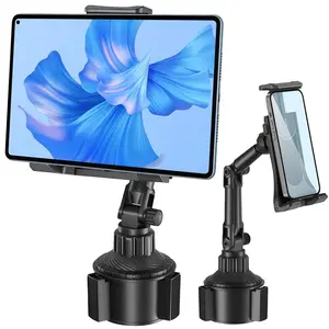 Adjustable Car Cup Phone Mount Holder Adjustable Stand Cradle Universal Fits For iPhone Samsung iPad Mini Air 4.7-11.8" Tablet PC Smartphone Cellphone