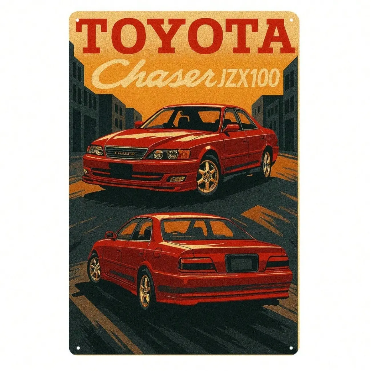 Aluminum Toyota Chaser JZX100 Vintage Car Poster 20x30cm Japanese JDM Classic Automotive Wall Art Decor for Home Garage Man Cave