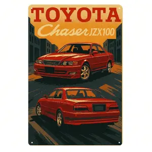Aluminum Toyota Chaser JZX100 Vintage Car Poster 20x30cm Japanese JDM Classic Automotive Wall Art Decor for Home Garage Man Cave
