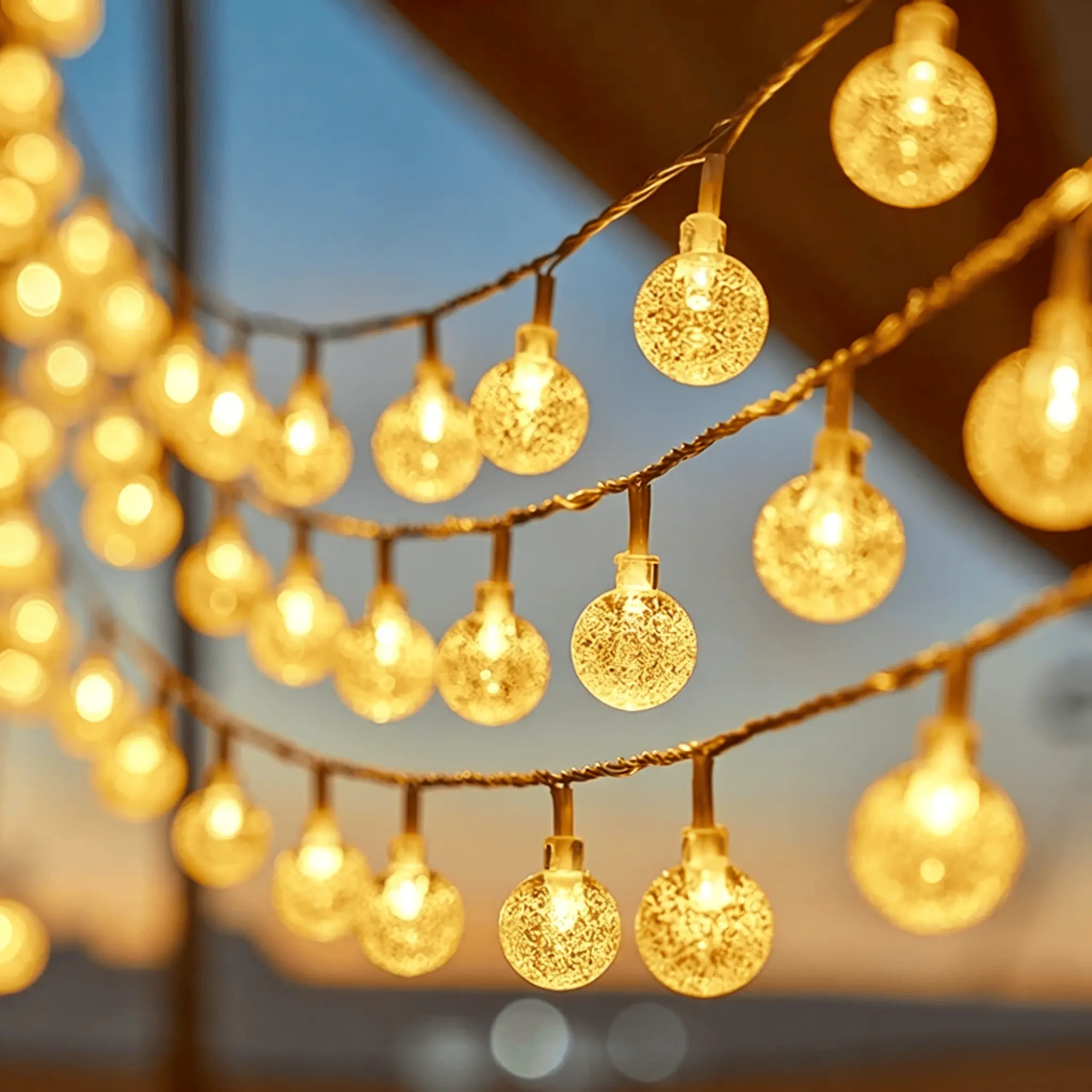 Waterproof LED Crystal Ball String Lights - 3m, 20 Bulbs, Constantly Lit, With Power Supply, Indoor/Outdoor Fairy Decor For Home, Christmas