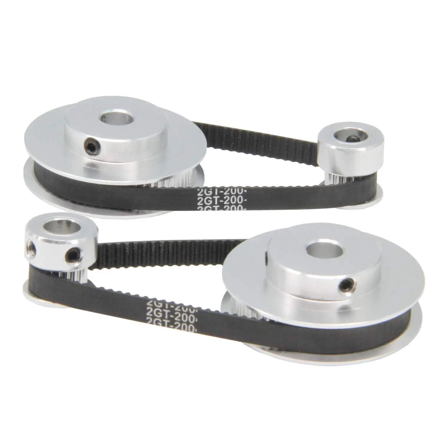 2 count Set GT2 Synchronous Wheel 20&60 Teeth 8mm Bore Aluminum Timing Pulleys with 2 count Length 200mm Width 6mm Belt (20-60T-8B-6)