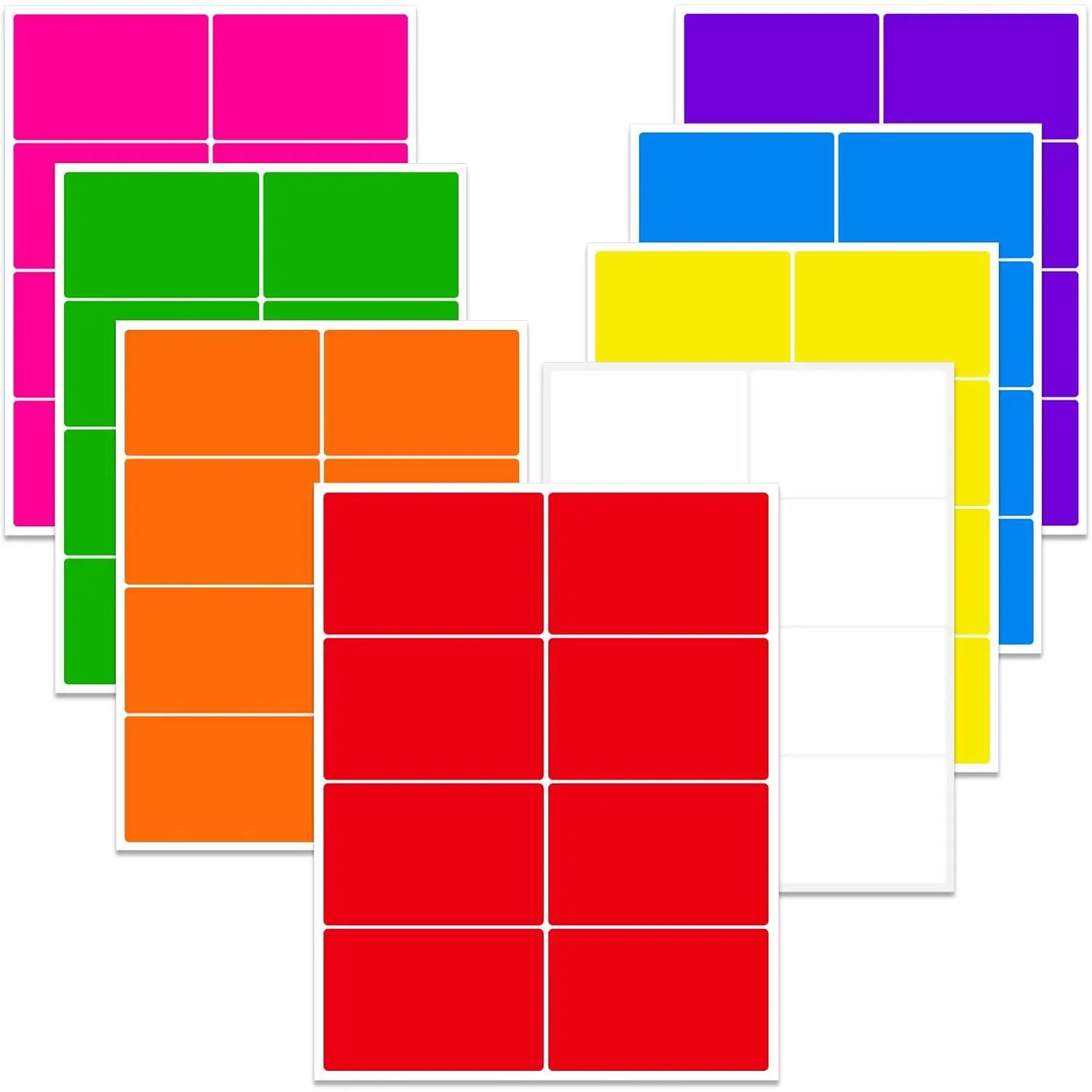 Ououstate Removable Colored Labels Stickers 3" x 2" Moving Stickers Labels for Packing Boxes Large Color Coding Labels 256 Pack (Colorful)