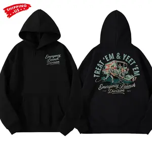 Treat ’Em & Yeet ’Em EMT Hoodie, Ambulance Emergency Worker Graphic, Emergency Launch Division Graphic Hoodie for Paramedics & EMTs, Funny Gift for First Responders