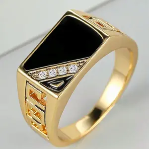 Cubic Zirconia Fashion Ring for Men - Stainless Steel, 1 Pc, Ideal for Parties and Gifts