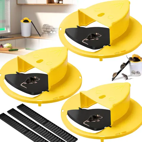 5-Gal Plastic Humane Auto-Reset Flip-Lid Rodent-Rat Control Trap, ABS Pet-Friendly Easy-Use Hygienic Easy-to-Clean Tool with Clip-On Setup for Quick Action, 4× More Effective for Indoor Living Room Kitchen & Outdoor Garden Farm Use (Timely Reply Support)