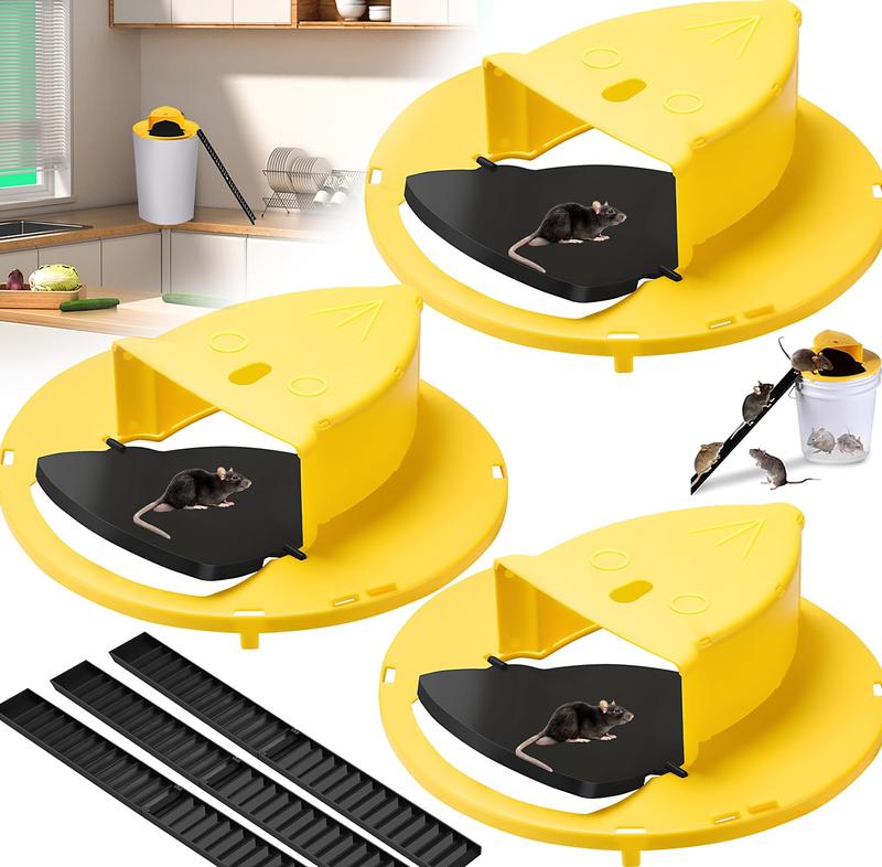 Bucket Mouse Traps Flip Lid 5 Gallon Auto Reset Reusable Humane Mice Rat Traps for Indoor Outdoor 3 Pack Pet Friendly Easy To Use Multi-Scene Application
