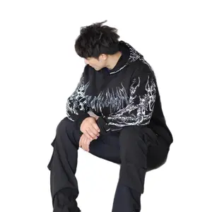 Unique Cool Printed Sweatshirt Autumn Winter Men's Hooded Sweatshirt Long Sleeve Stylish Fitness Clothing for Cool Seasons