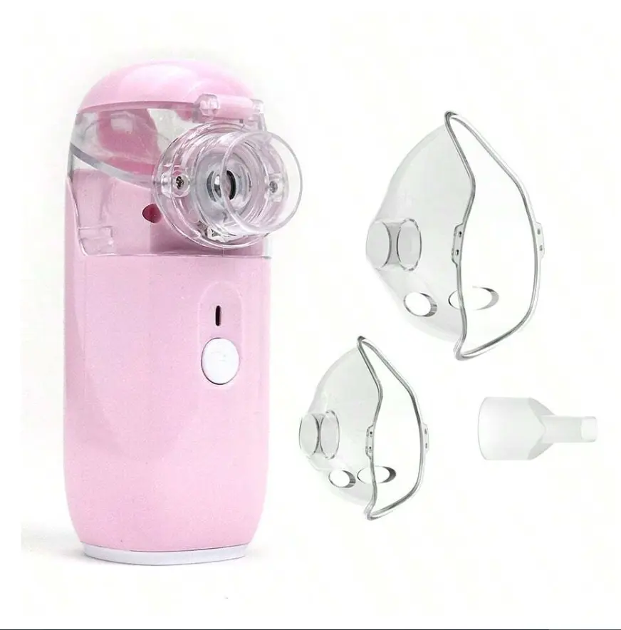 1PCS USB Pink Portable Humidifier, Handheld Mesh Sprayer, Dry Battery Operated, Leak‑Proof for Travel Home Dorm Use, Dorm Essentials, Home Essentials