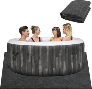 70x70 Inch Hot Tub Mat, Inflatable Hot Tub Pad Outdoor Indoor, Washable Above Ground Protector Pad, Slip-Proof Backing, Absorbent Spa Pool Ground Base Flooring Protector Mat (70x70inch)