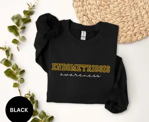 Endometriosis Awareness Sweatshirt For Warrior Gift For Support Team Family Yellow Ribbon Endometriosis Fighter WEndomAware
