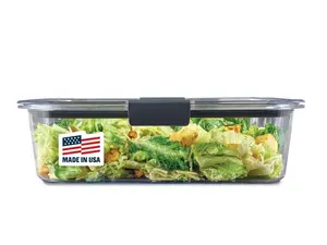 Rubbermaid Brilliance Large Food Storage Container, 9.6 Cup, BPA-Free, Leak-Proof, Clear