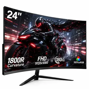 24" Curved IPS Gaming Monitor, 180Hz Refresh Rate, 1080P Resolution, 1ms Response Time, FreeSync, VESA Compatible for PS5, Xbox, PC Monitors