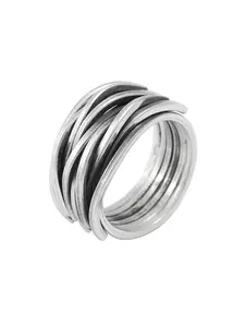 Handmade Wire Wrapped Band Ring In Silver / Size: 8