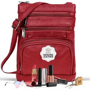 leather Crossbody Purses for Women, Multi Pocket Crossbody Purse with Adjustable Strap, Soft & Durable Leather Purse