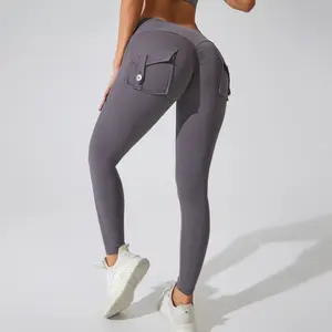 TRNDY LAB 2026 Yoga pants buttocks pocket tight pants women's sports fitness pants hip lifting Breathable No T Line