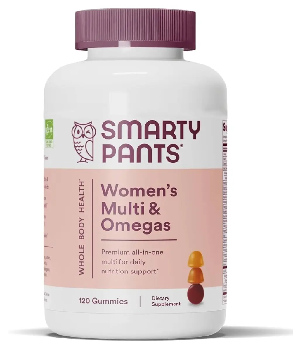 Original SmartyPants Women's Multi & Omegas Multivitamin Dietary Supplement Non-GMO Made in USA 120 Gummies