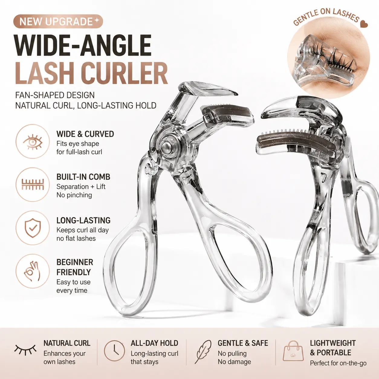 Professional Eyelash Curler – Wide Angle Natural Lift & Precision Root Curl for Perfect Lashes Professional Eyelash Curler – Wide Angle Natural Lift & Precision Root Curl for Perfect Lashes