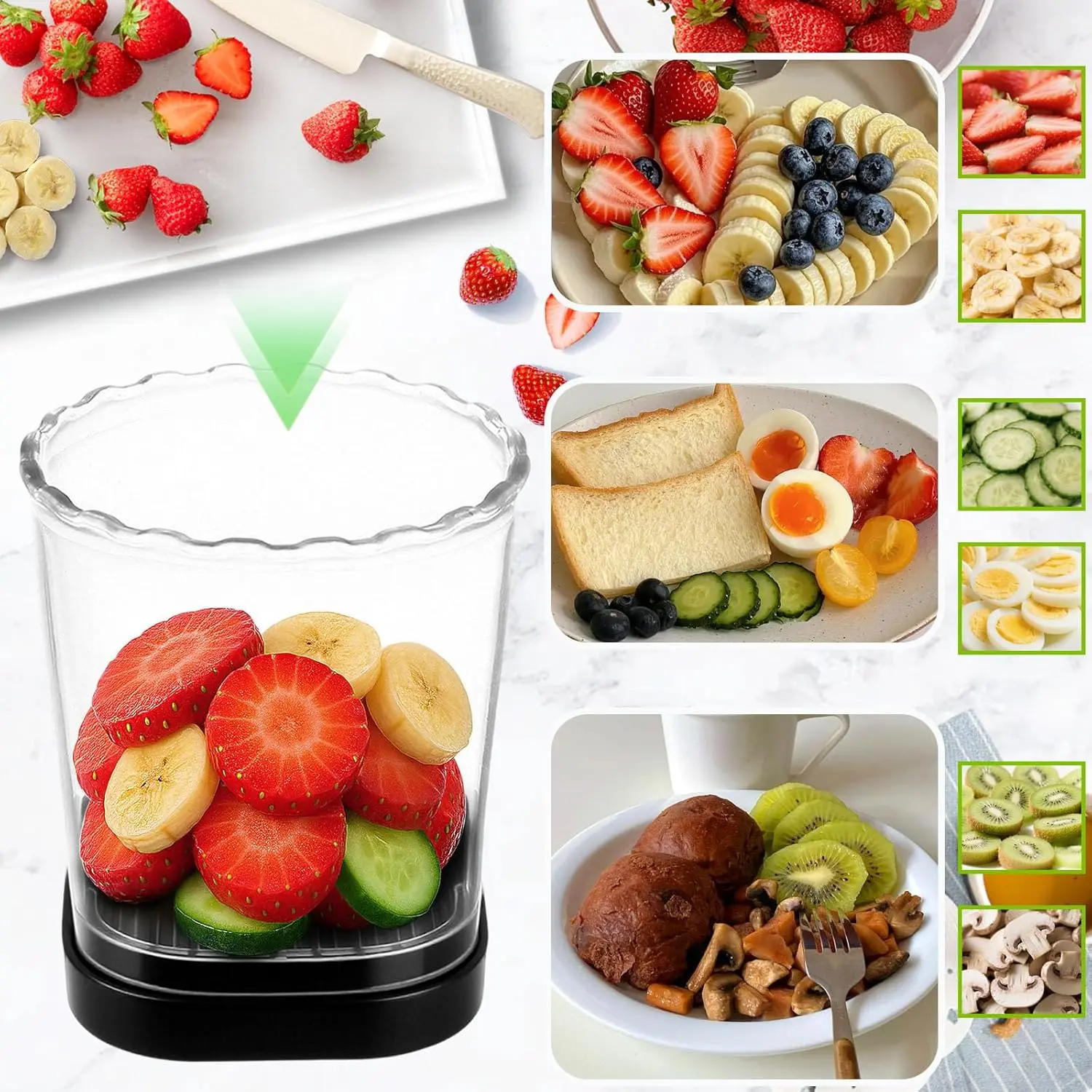 All-Purpose Strawberry & Fruit Slicer with Press Plate, Removable Design, Secure & Effortless to Clean, Rapid Slicing Kitchen Accessory, Black