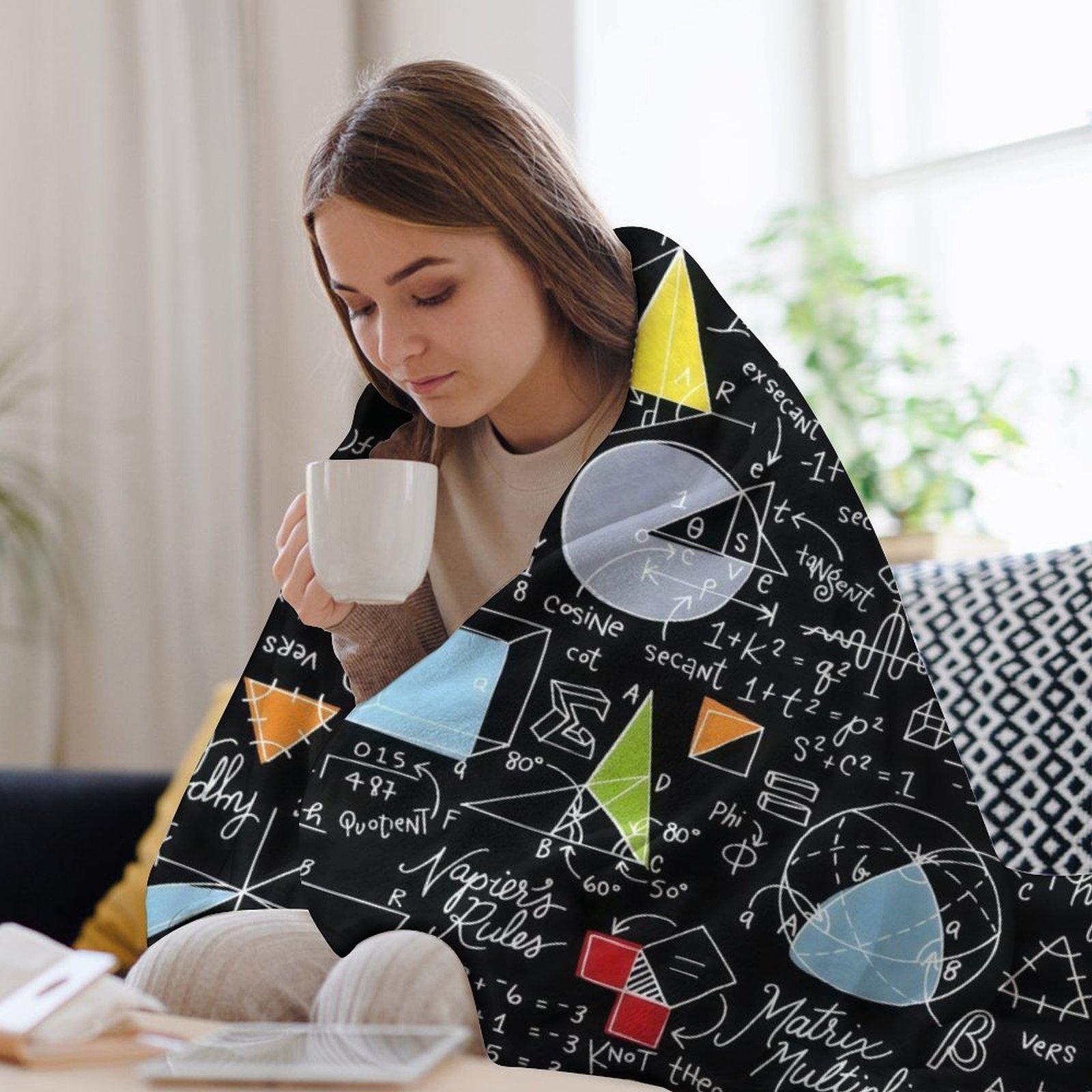 Math Formulas & Geometry Chalkboard Throw Blanket ,  STEM Lover Gift  , Engineer & Teacher Gift