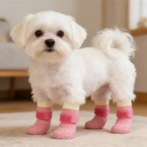 Seasonal Pet Puppy Shoes Waterproof Socks for Dogs, Silicone Rain Boots Anti-Slip Wear-Resistant Outdoor Sports Outside Dog Foot Covers Paws Pad, 4 Pairs Set