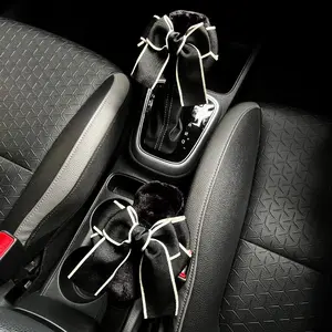 Car Handbrake Cover & Gear Shift Cover, Automatic Shift Knob, Cartoon Bowknot Decorative Car Protector Set, Car Interior Accessories