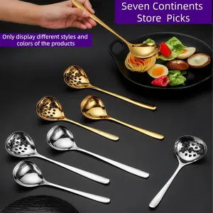 Food Grade Thick Stainless Steel Cutlery Set, Gold/silver Color Long Handle Soup Spoon, Reusable, Dishwasher Safe, 1/2/6 Pieces, Spoons Set