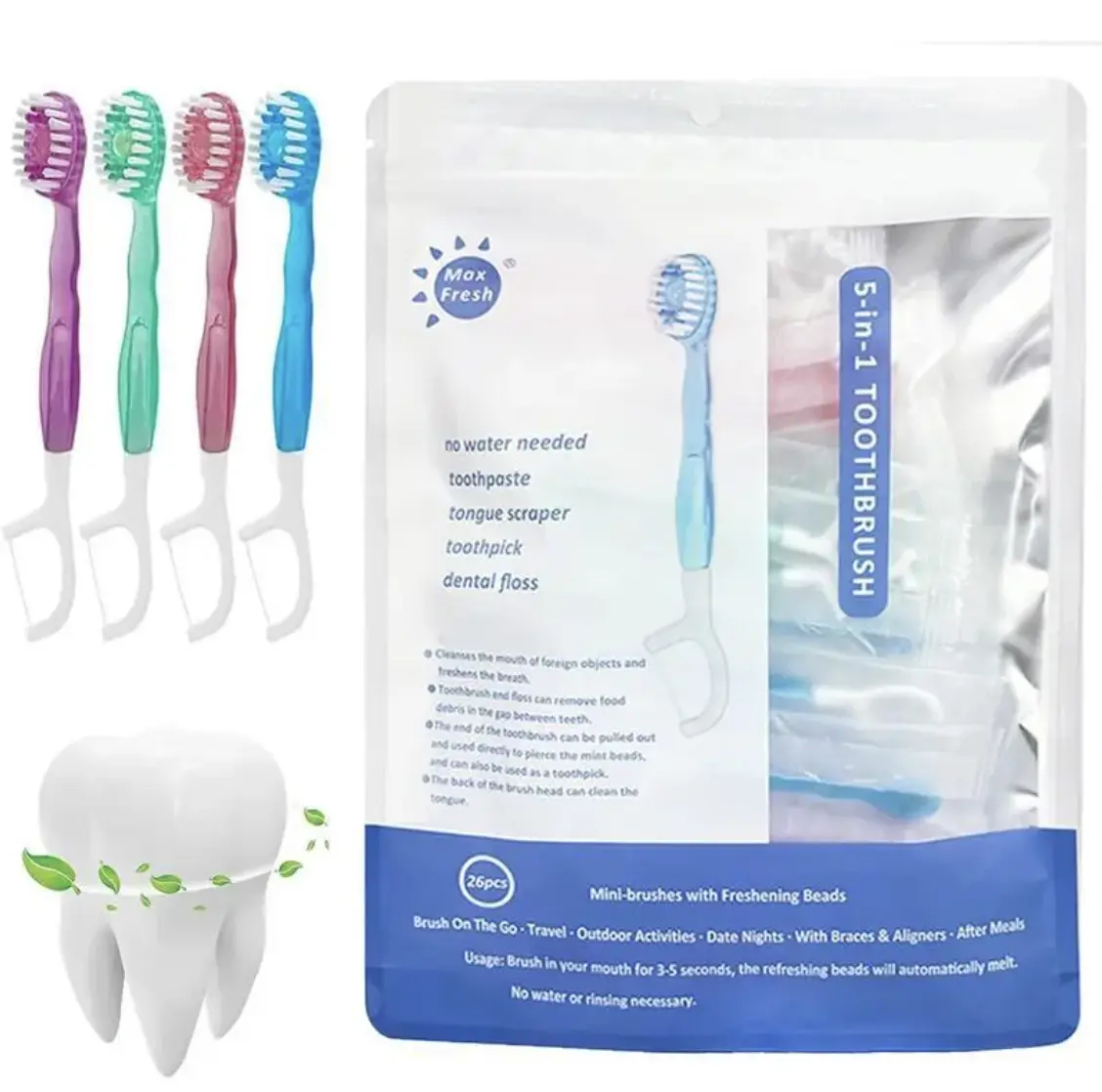 Toothbrush, Floss & Toothpick Set, 26 pcs/pack soft-bristle toothbrush set, oral care tools for travel and business trips, oral hygiene essentials #summerwins #dealsforyoudays