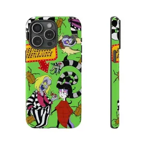 Beetlejuice Inspired Phone Case, Gothic Tough Protective Cover, Compatible with iPhone 11-17 Pro Max/Plus and Samsung Galaxy S23-25