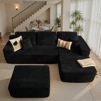 Black Corduroy Right Chaise