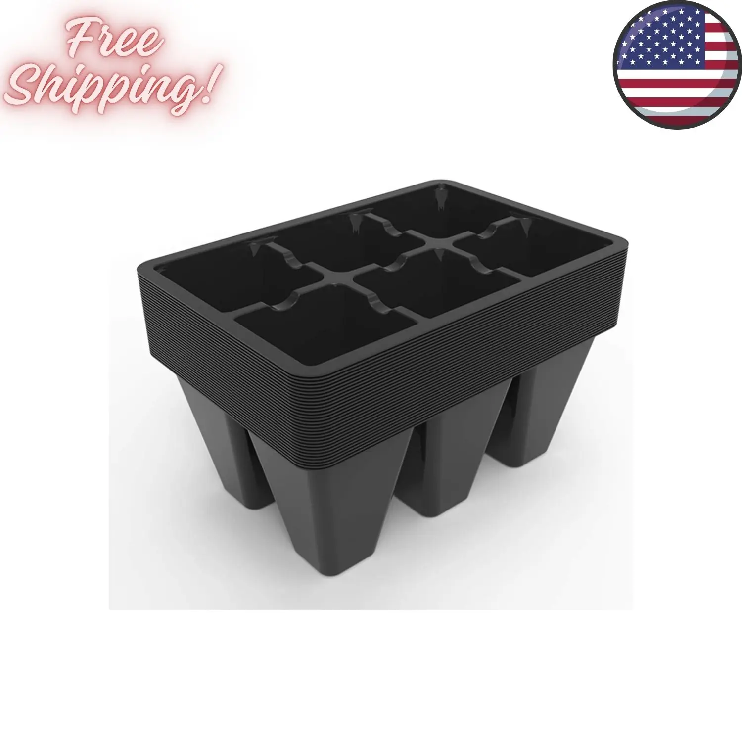 30 Pack 6-Cell Seed Starting Tray for Seedlings, Plant Starter Trays with Drainage Holes, 5.4x3.7 inches, Black