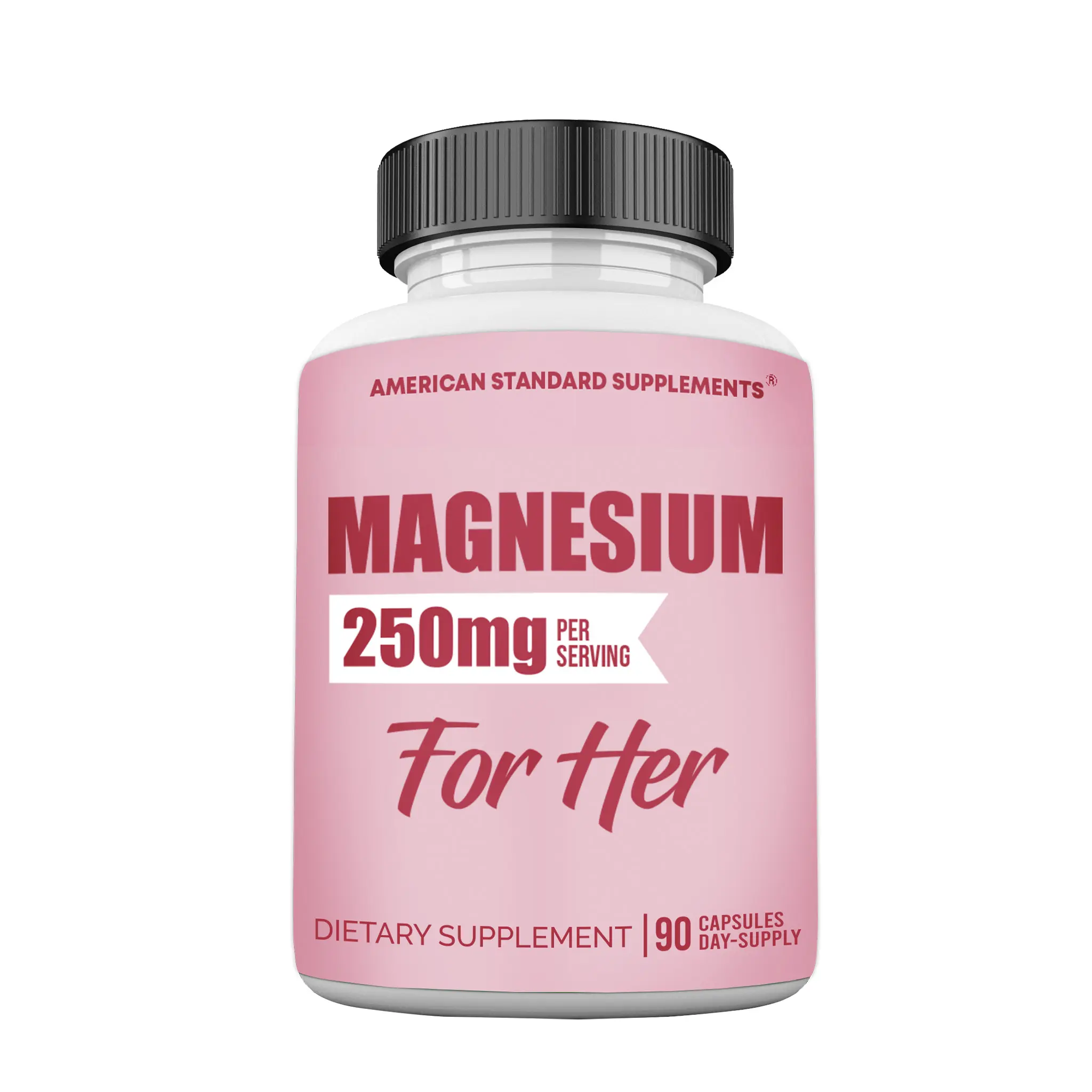 American Standard Supplements Magnesium for Women, Magnesium Glycinate 250mg, 90 Veggie Capsules, 90 Days Supply, Chelated for Maximum Absorption