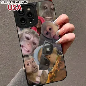 Cute Monkey Pattern Phone Case, Total Protective Shockproof Phone Cover, Fashion Phone Accessories Compatible with iPhone 11 12 13 14 15 16 Pro Max Protection Smartphone