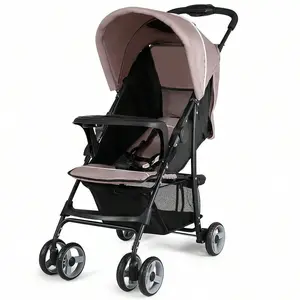 Lightweight Foldable Baby Stroller - 13 Lbs Travel Pushchair for 0-36 Months, Compact Coffee Buggy for Toddlers & Infants