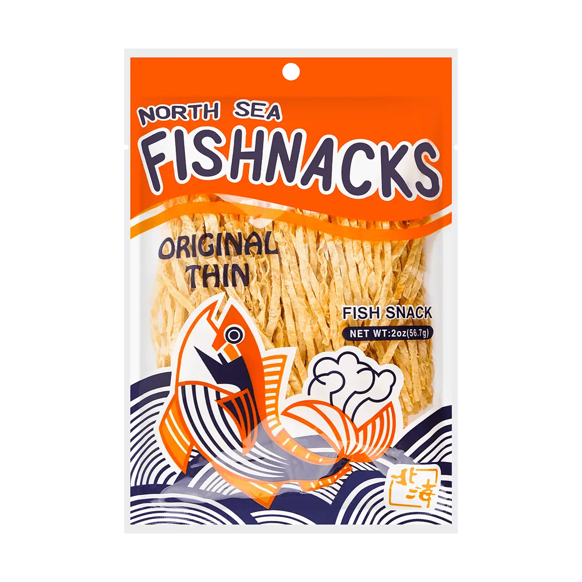 NORTH SEA Original Cod Fish Jerky Snacks, 56.7g - Savory Seafood Bites for On-the-Go Snacking