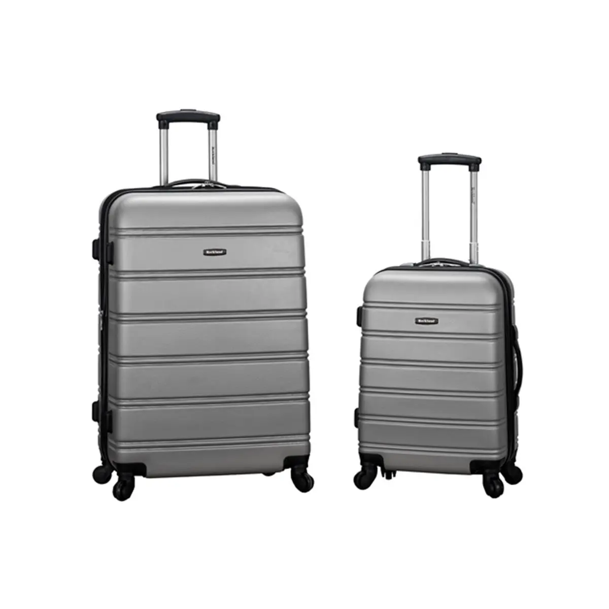 Rockland 2-Piece Expandable Hardside Luggage Set - 20"/28" Silver, Sturdy ABS Construction, Lightweight, 8-Spinner Wheels, Expandable Travel Set, Sturdy ABS Luggage, Lightweight Durable Luggage