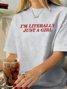 I'M LITERALLY JUST A GIRL" Oversized Graphic Tee | TikTok Viral Trend, Cozy Loungewear, Y2K Aesthetic |  Home, Streetwear, and Lazy Days | Trending on TikTok 2026