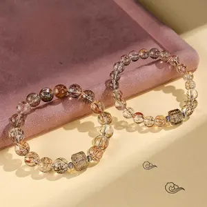 High Quality Black Gold Super Seven Crystal Bracelet Women Fashionable