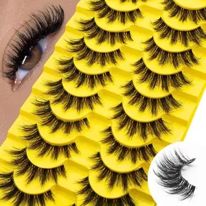 10 Pairs Dense 3D Cat Eye False Eyelashes, Soft Fine, Perfect for Beginners, Ideal for Parties and Travel, Amazing Makeup Look, Volumized False Eyelashes