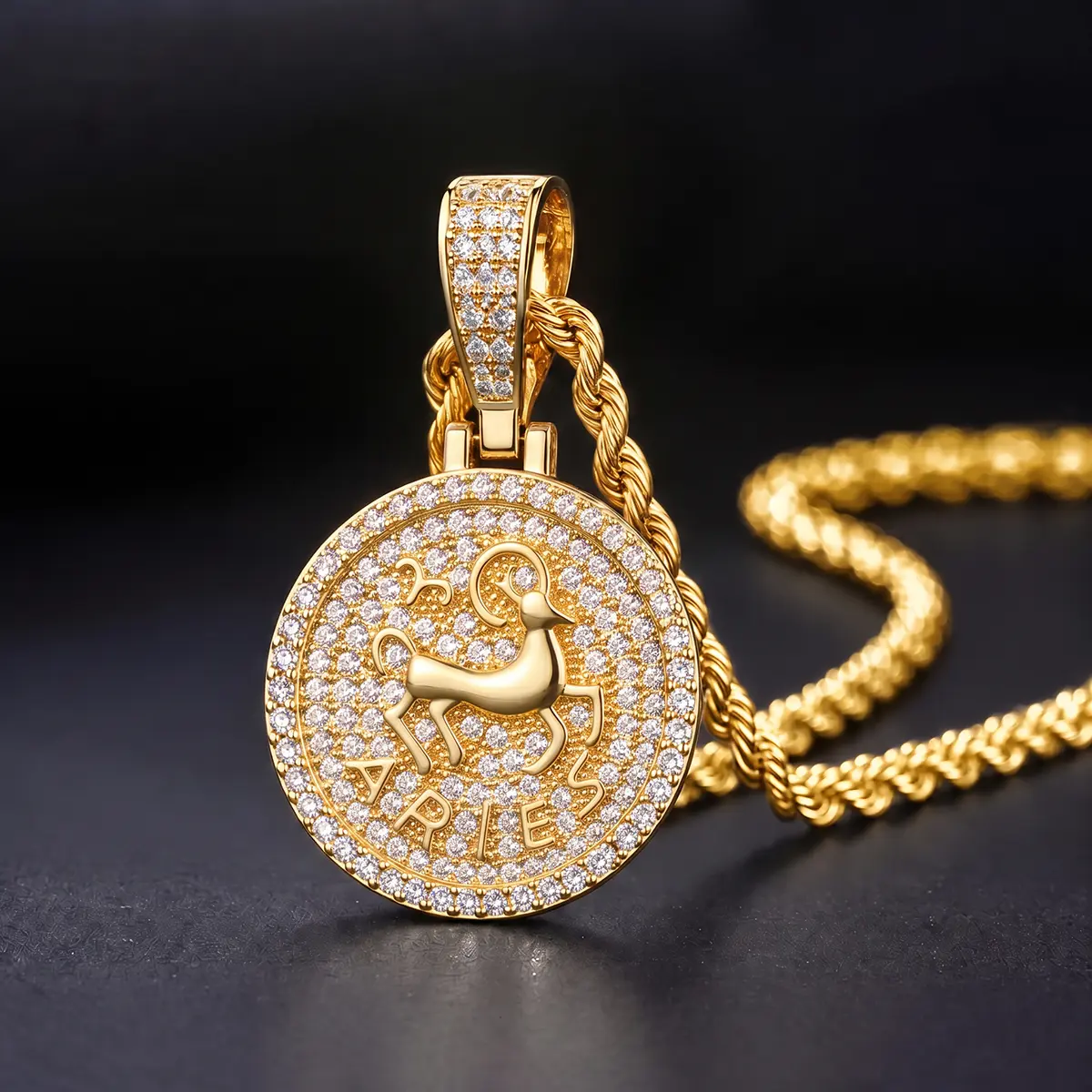 Men & Women 12 Constellation Zodiac Coin Necklace, 14K Gold Plated Exquisite Trendy Round Pendant Necklace for Men, Anniversary/Daughter Necklace from, Jewelry for Women Personalized Gift