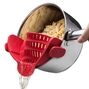 Wide-Mouth Silicone Pot Edge Draining Strainer, Spill-Proof Pasta Vegetable Draining Guard, Heat-Resistant Kitchen Filter Tool