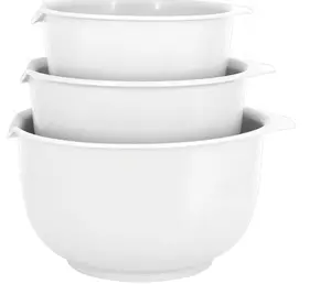 GLAD Mixing Bowls with Pour Spout, Set of 3 | Nesting Design Saves Space | Non-Slip, BPA Free, Dishwasher Safe Plastic | Kitchen Cooking and Baking Supplies, White