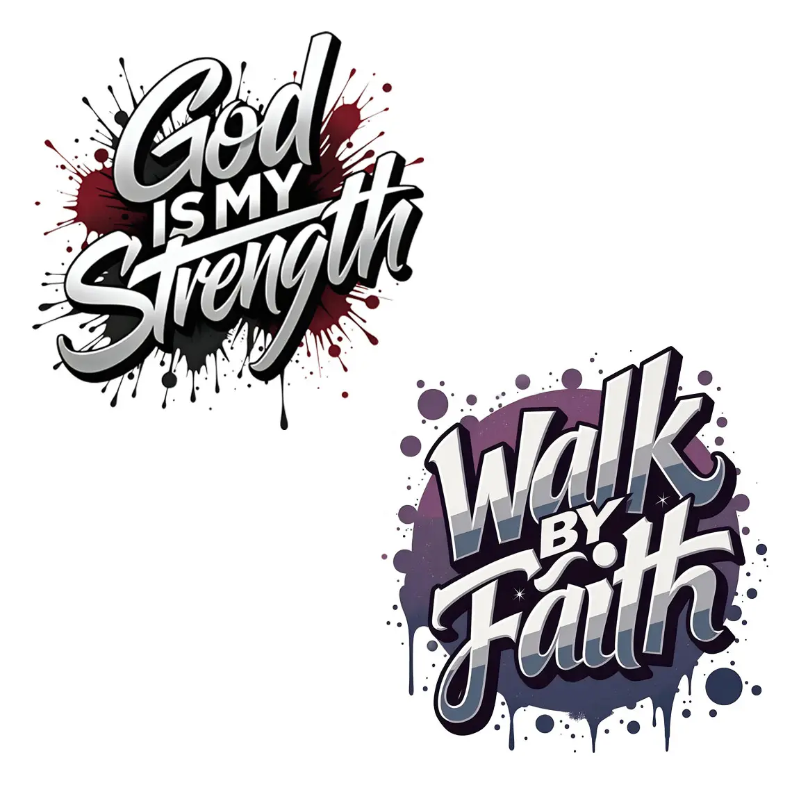 "Walk By Faith" DTF Transfer - Splash Streetwear Vibes - Faith・Urban・Grunge - Suitable For T-shirts, Bags & Fabric Decor, Washable Iron-On Stickers, Streetwear Religious Inspirational Heat Transfer Stickers