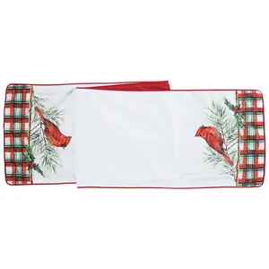 13" x 72" Woodland Cardinal Plaid Table Runner by Valerie