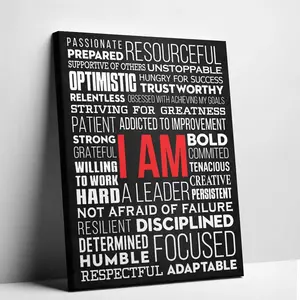 I AM Affirmations Canvas Wall Art Poster, Inspirational Motivational Home Decor, Thoughtful Gift for Bedroom Dorm Office